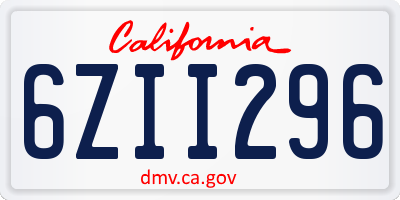 CA license plate 6ZII296