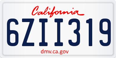 CA license plate 6ZII319