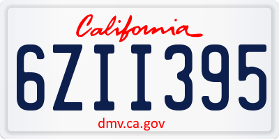 CA license plate 6ZII395