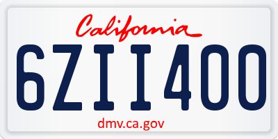 CA license plate 6ZII400