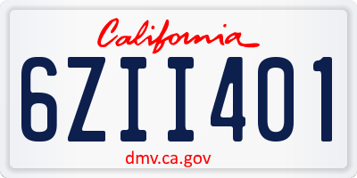 CA license plate 6ZII401