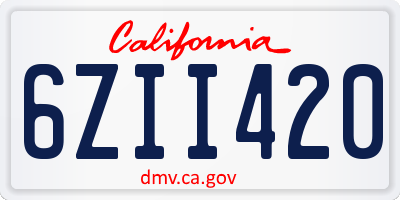 CA license plate 6ZII420