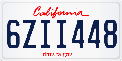 CA license plate 6ZII448