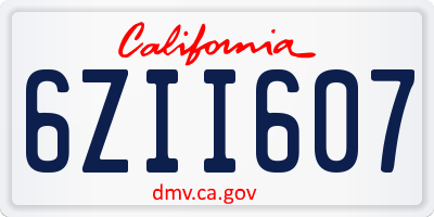 CA license plate 6ZII607
