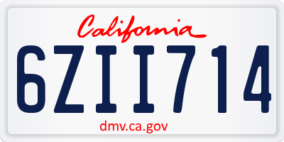 CA license plate 6ZII714