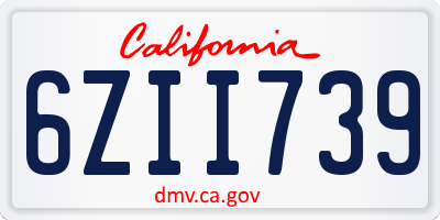 CA license plate 6ZII739