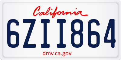 CA license plate 6ZII864