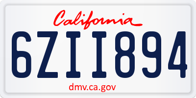CA license plate 6ZII894