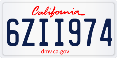 CA license plate 6ZII974