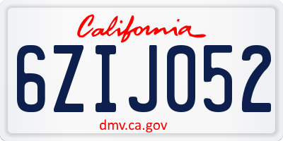 CA license plate 6ZIJ052