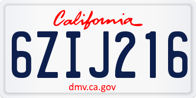 CA license plate 6ZIJ216