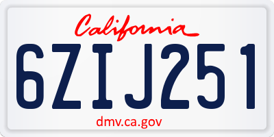 CA license plate 6ZIJ251