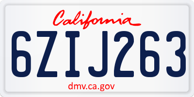 CA license plate 6ZIJ263