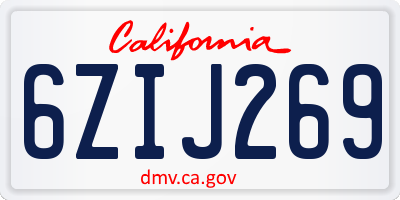 CA license plate 6ZIJ269