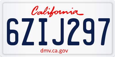 CA license plate 6ZIJ297