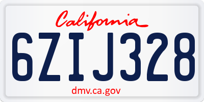 CA license plate 6ZIJ328