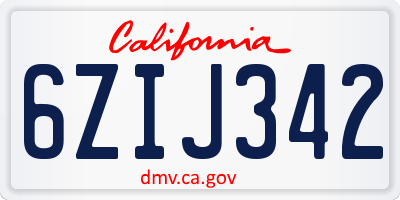 CA license plate 6ZIJ342