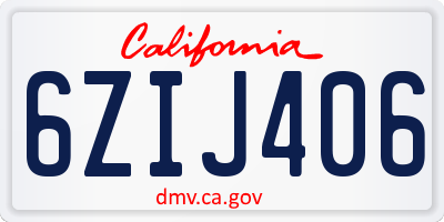 CA license plate 6ZIJ406