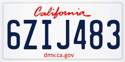 CA license plate 6ZIJ483