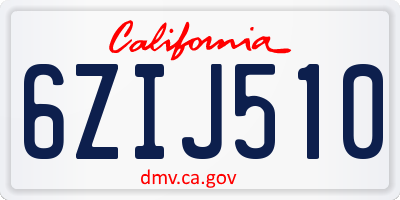 CA license plate 6ZIJ510