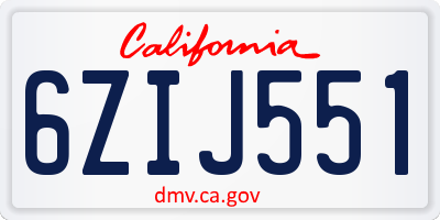 CA license plate 6ZIJ551