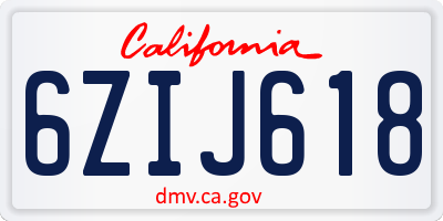 CA license plate 6ZIJ618