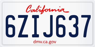 CA license plate 6ZIJ637