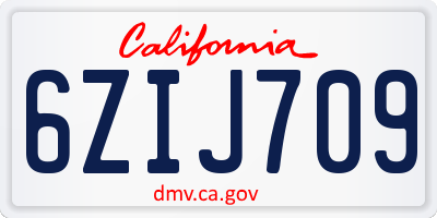 CA license plate 6ZIJ709