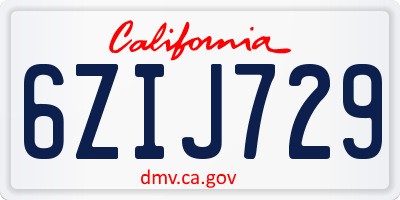 CA license plate 6ZIJ729