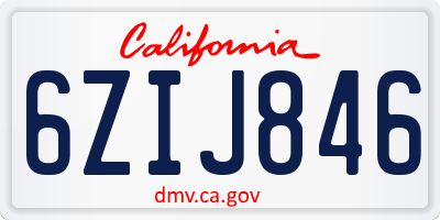 CA license plate 6ZIJ846