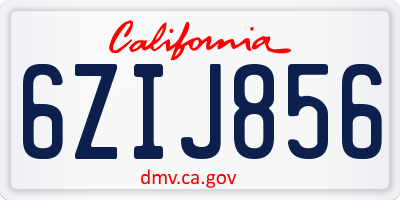 CA license plate 6ZIJ856