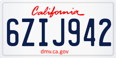 CA license plate 6ZIJ942