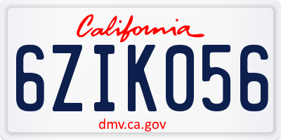 CA license plate 6ZIK056