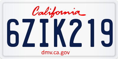 CA license plate 6ZIK219