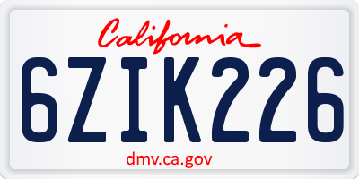 CA license plate 6ZIK226