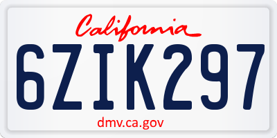 CA license plate 6ZIK297
