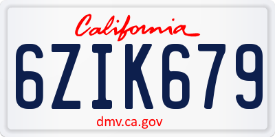 CA license plate 6ZIK679