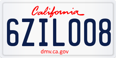 CA license plate 6ZIL008