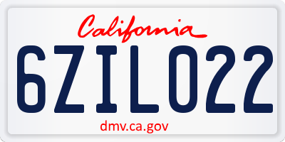 CA license plate 6ZIL022