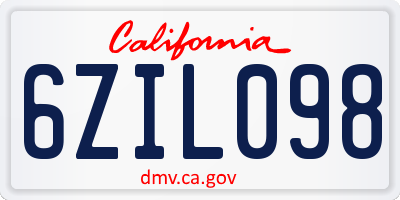 CA license plate 6ZIL098