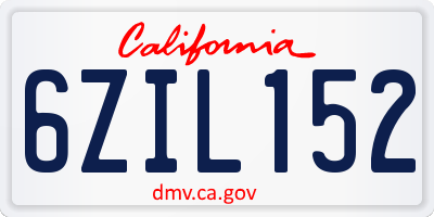 CA license plate 6ZIL152