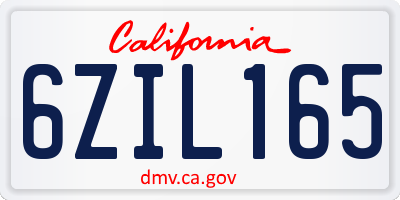 CA license plate 6ZIL165