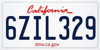 CA license plate 6ZIL329