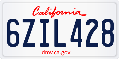 CA license plate 6ZIL428