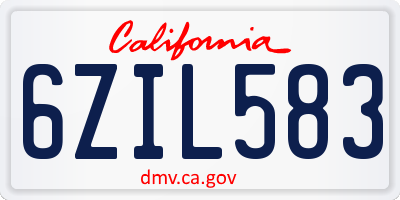 CA license plate 6ZIL583