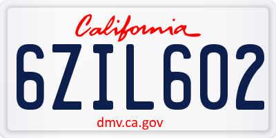 CA license plate 6ZIL602