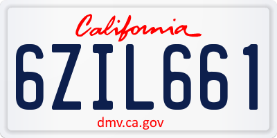 CA license plate 6ZIL661