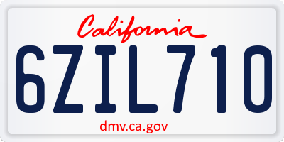 CA license plate 6ZIL710