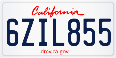 CA license plate 6ZIL855