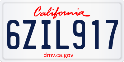 CA license plate 6ZIL917